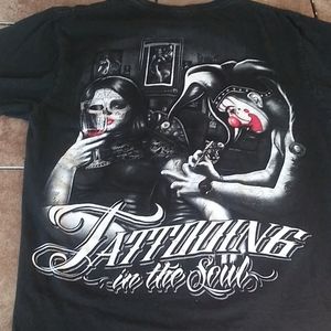 l tattoo tshirt in good condition both sides have